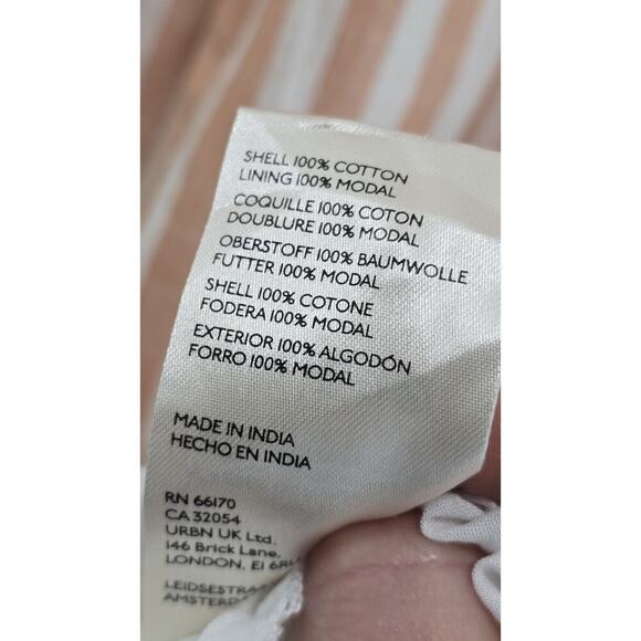 By Anthropologie Dress Womens 1X Pink White Stripe Smocked Midi Flutter - Picture 11 of 12